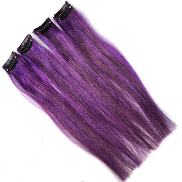 10 inch Purple Remy Clip in Human Hair Extensions main image 5